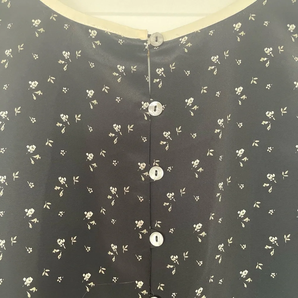 Vintage 90s GAP Black and Cream Floral Sleeveless Dress, size small - Picture 4 of 6